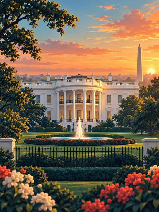 Merofly United States artwork showing Washington DC at sunset